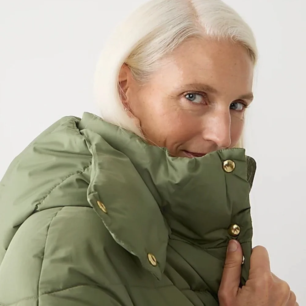 J crew chateau puffer coat general surplus green